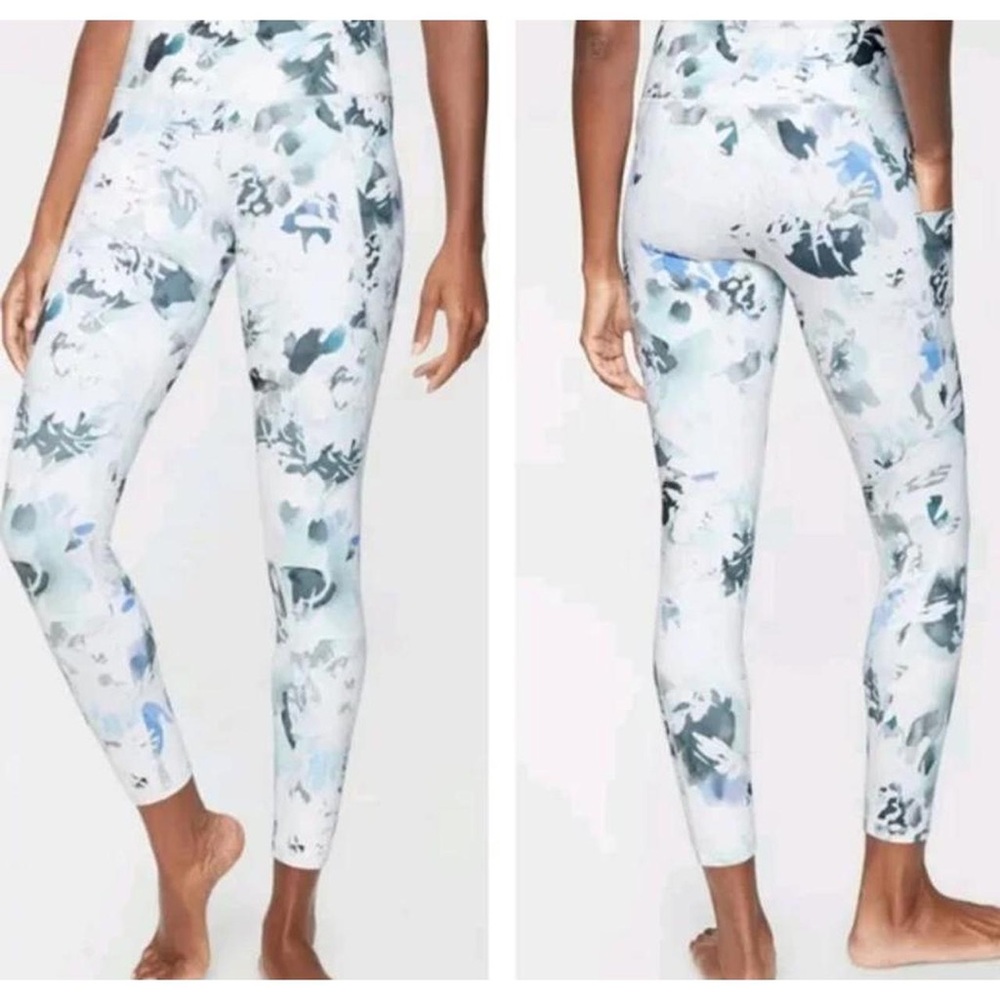 Athleta Abstract Floral Leggings - Blue and White